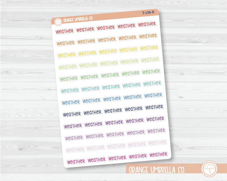 CLEARANCE | Weather Script Planner Stickers | F3 | T-136 / 946-014
