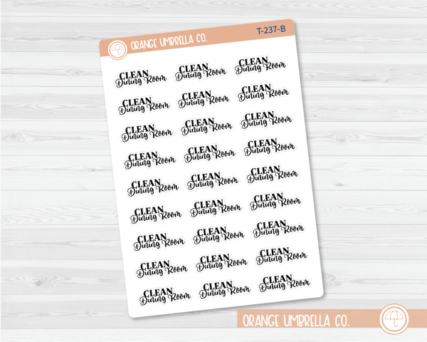 Clean Dining Room Script Planner Stickers | FC10 | T-237-B / 921-028-001S-WH