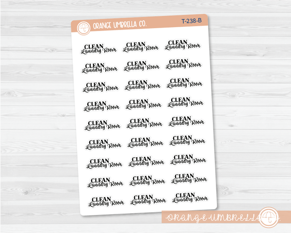 Clean Laundry Room Script Planner Stickers | FC10 | T-238-B / 921-029-001S-WH