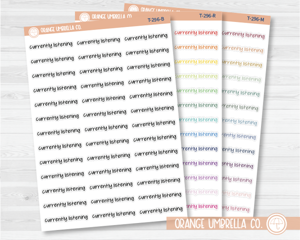 CLEARANCE | Currently Listening Script Planner Stickers | FJP | T-296