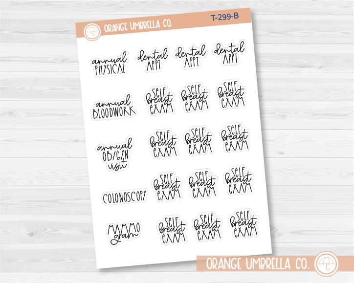 CLEARANCE | Medical Reminders Mix Script Planner Stickers | FC12 | T-299-B