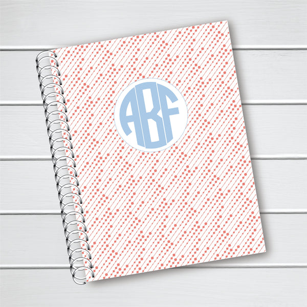 Diagonal Line Pattern Modern Monogram Cover - Personalized Custom Spiral Journal Notebook  | NB-030