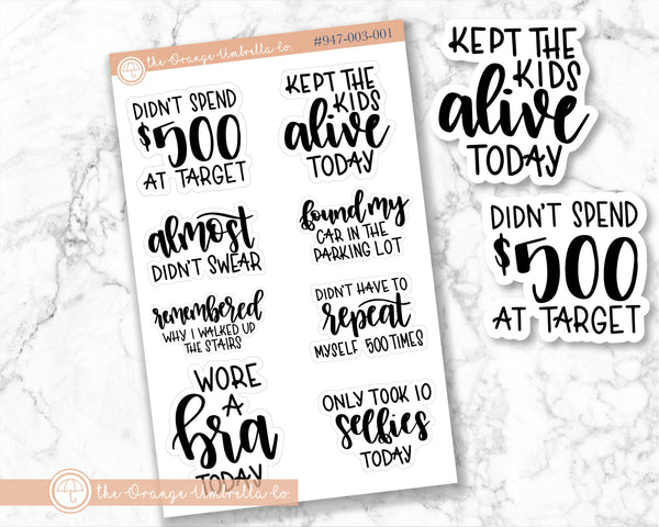 Humorous Adulting Quote Mix Sheet Script Planner Stickers | F7 | D-023
