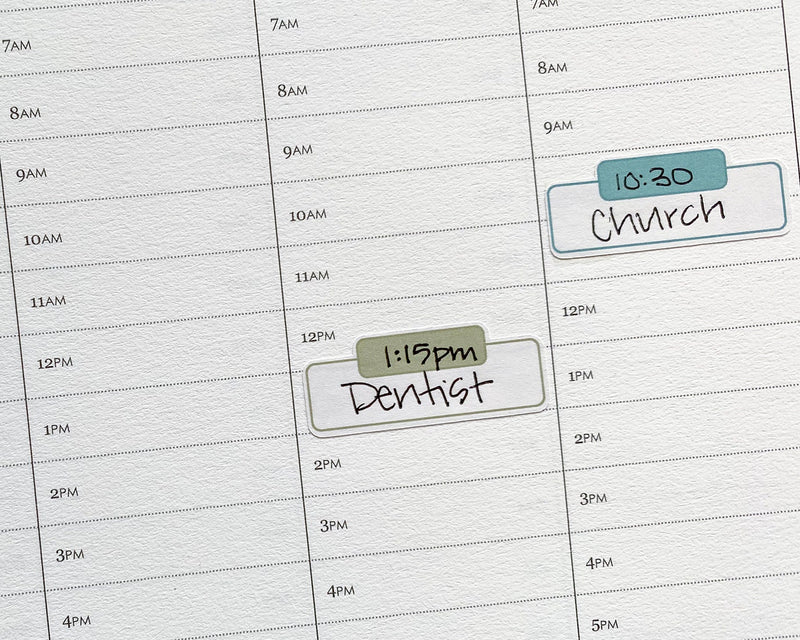 Appointment Labels with Time Slot Planner Stickers and Labels | L-218-M / 904-043-068-WH