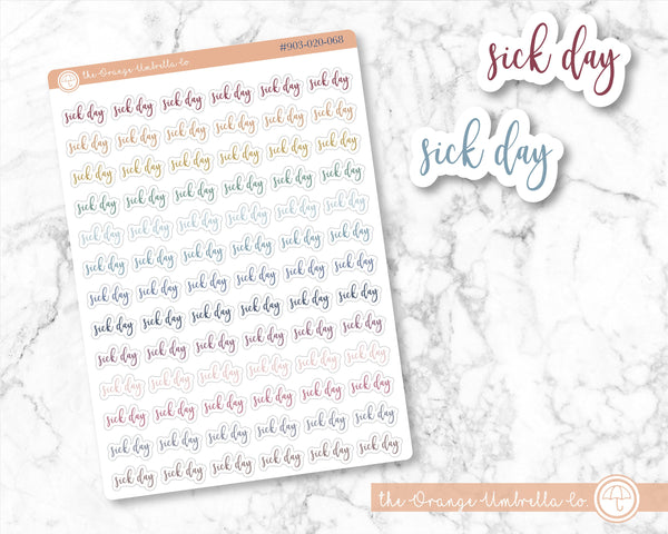 CLEARANCE | Sick Day Script Planner Stickers | F2 | S-668-M
