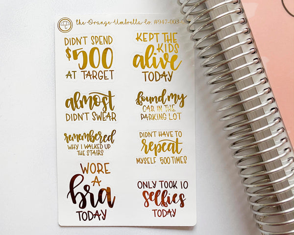 Humorous Adulting Quote Mix Sheet Script Planner Stickers | F7 | D-023-F