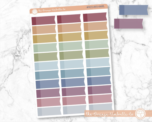 Flag Banner Planner Labels, Banner Flag Planner Stickers, Muted Rainbow Colored Planning Labels (#922-005-068L-WH)