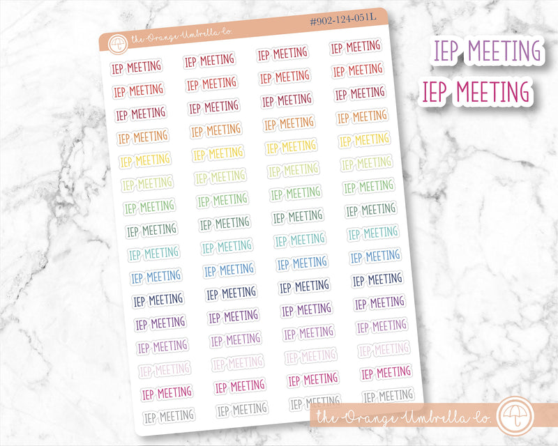 CLEARANCE | IEP Meeting Script Planner Stickers | F3 | S-705-R / 902-124-051L-WH