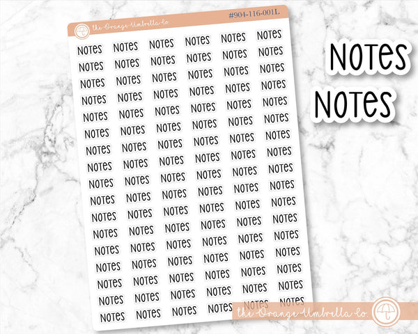 CLEARANCE | Notes Script Planner Stickers | F3 | S-753-B / 904-116-001L-WH