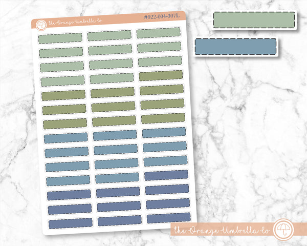 Stitched Skinny Event Planner Stickers, Muted Green/Blues Color Appointment Planning Labels (#922-004-307-WH)