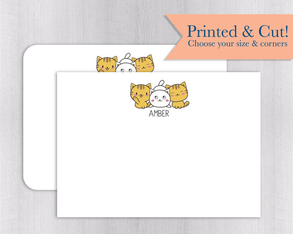 Cat Note Cards - 12pk | Personalized Flat Note Cards with Cats | Kitty Note Cards  | NC-029