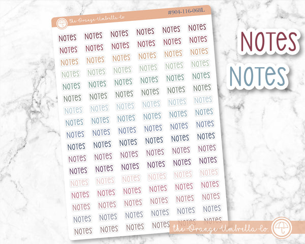 CLEARANCE | Notes Script Planner Stickers | F3 | S-753-M / 904-116-068L-WH