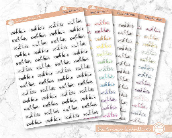 CLEARANCE | Wash Hair Script Planner Stickers | F4  | 915-094-001L-WH