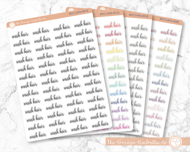 CLEARANCE | Wash Hair Script Planner Stickers | F4  | 915-094-001L-WH