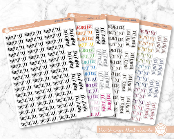 CLEARANCE | Project Due Script Planner Stickers | F1 | S-581 / 902-011-001L-WH