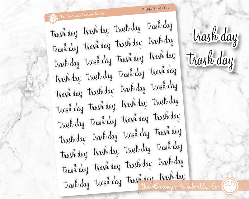 CLEARANCE | Trash Day Script Planner Stickers | F4  | S-064