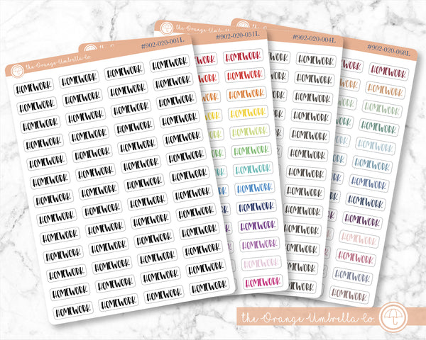 CLEARANCE | Homework Script Planner Stickers |  F1  | 902-020-001L-WH
