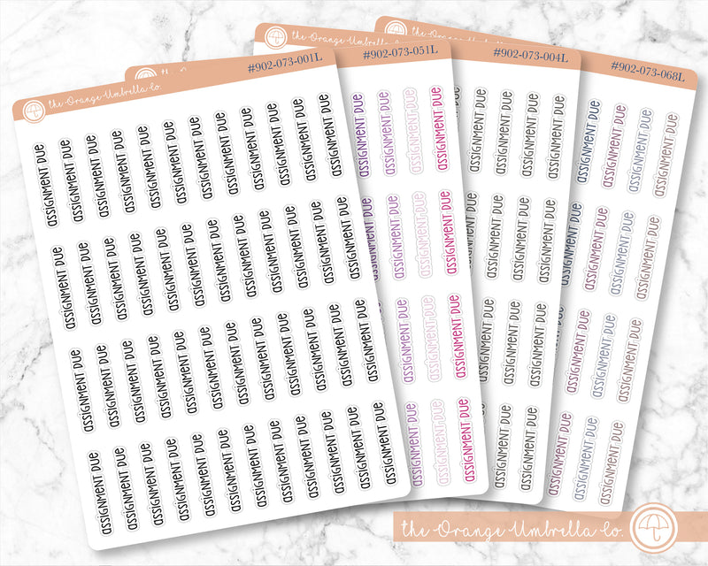 CLEARANCE | Assignment Due Script Planner Stickers | F3 | S-589