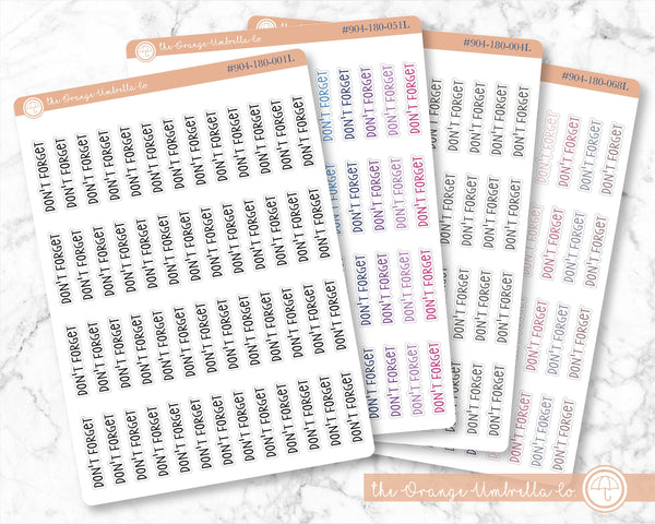 CLEARANCE | Don't Forget Script Planner Stickers | F3 | S-085 / 904-180-001L-WH