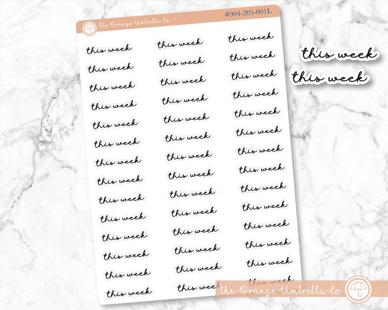 CLEARANCE | This Week Script Planner Stickers | F5  | 904-205-001L-WH