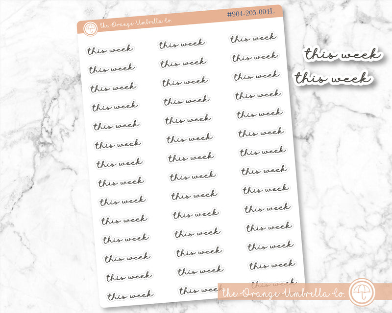 CLEARANCE | This Week Script Planner Stickers | F5  | 904-205-001L-WH