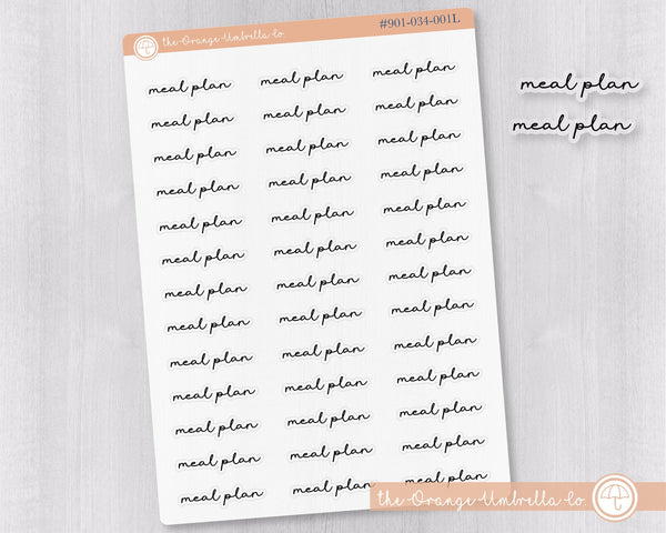 CLEARANCE | Meal Plan Script Planner Stickers | F5 Clear Matte | S-144-BCM