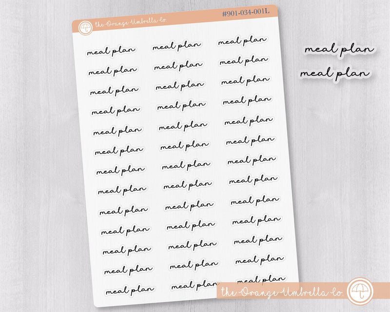 CLEARANCE | Meal Plan Script Planner Stickers | F5 Clear Matte | S-144-BCM