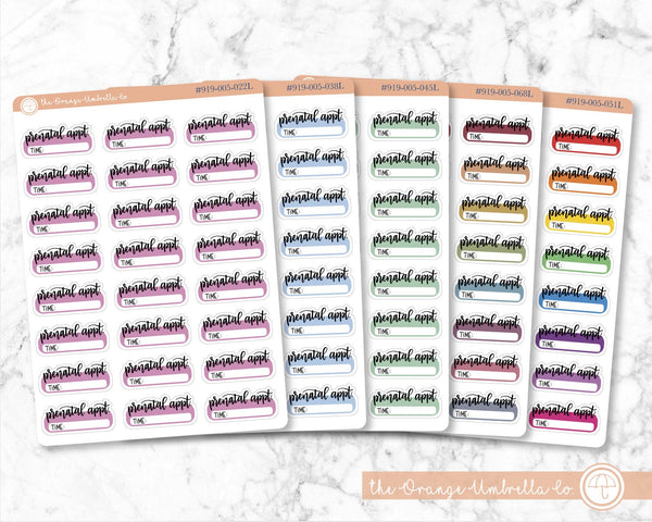Prenatal Appointment Reminders Planner Stickers, Maternity Appt Tracking Labels, Color Planning Stickers, F7 (#919-005-022L-WH)