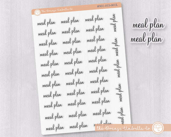 CLEARANCE | Meal Plan Script Planner Stickers | F4 Clear Matte | S-143-BCM