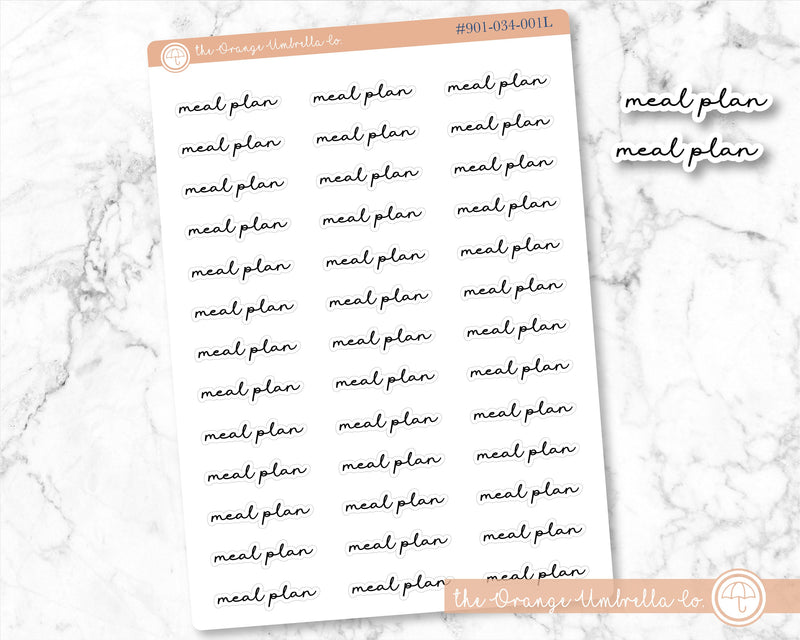 CLEARANCE | Meal Plan Script Planner Stickers | F5  | 901-034-001L-WH