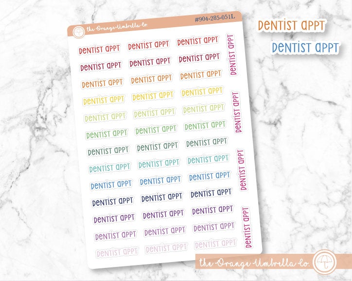 CLEARANCE | Dentist Appt Script Planner Stickers | F3  | 904-285 / S-019