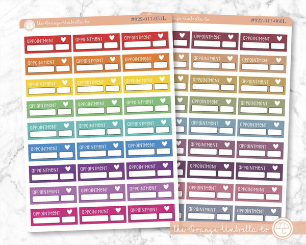 Appointment Quarter Box Script Planner Stickers and Labels | F3 | L-287 / 922-017
