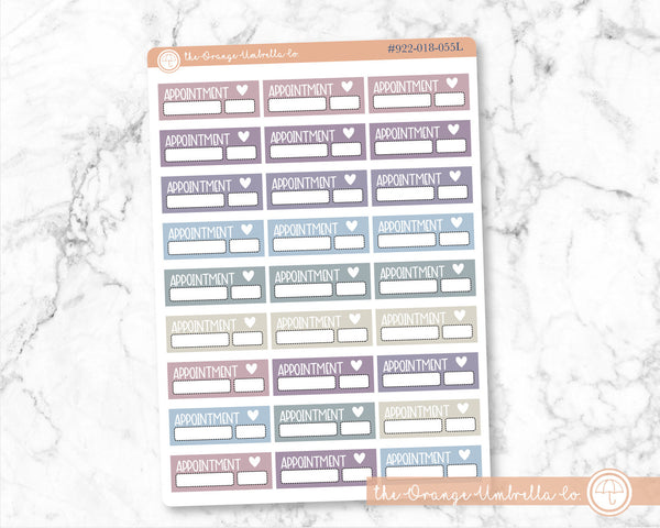Quarter Box Appointment Reminders Planner Stickers, Appt Tracking Labels, Color Planning Stickers, F8 (#922-018-055L-WH)