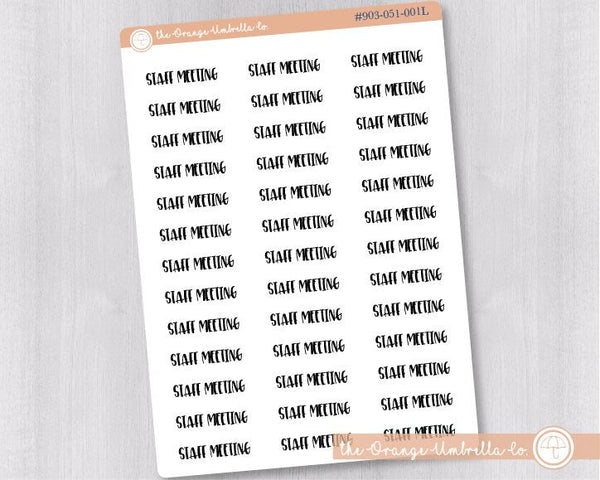 CLEARANCE | Staff Meeting Script Planner Stickers | F1 Clear Matte | S-209-BCM