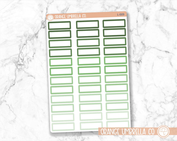 Basic Event Labels for 7x9  Planners, Green Ombre Header Labels, Blank Appointment Planner Stickers (#922-001-104XL-WH)