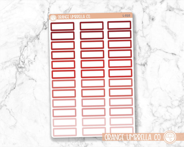 Basic Event Labels for 7x9  Planners, Red Ombre Header Labels, Blank Appointment Planner Stickers (#922-001-105XL-WH)