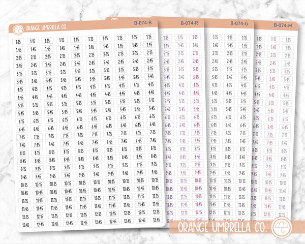 CLEARANCE | Time - Quarter and 3-Quarter Hour Script Planner Stickers | FC11 | B-074