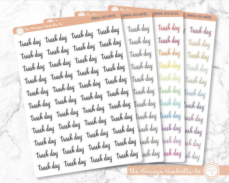 CLEARANCE | Trash Day Script Planner Stickers | F4  | S-064
