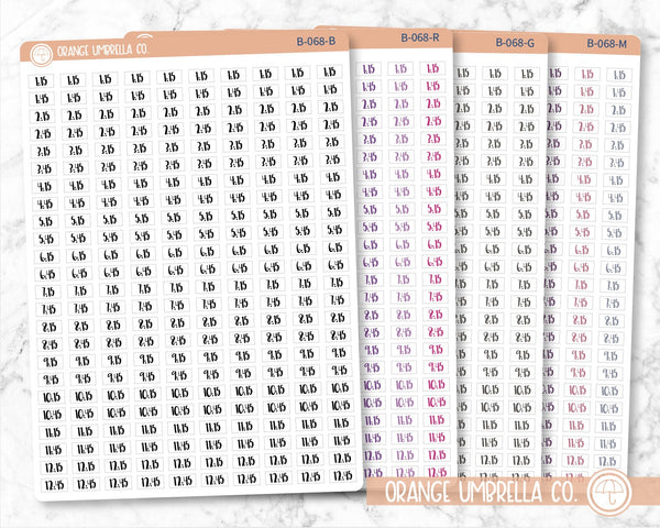 CLEARANCE | Time - Quarter and 3-Quarter Hour Planner Stickers | F1 Color Print Labels | B-068