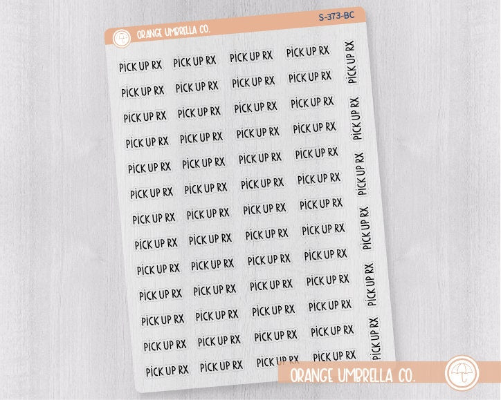 CLEARANCE | Pick Up RX Script Planner Stickers | F3 Clear Matte | S-373-BCM