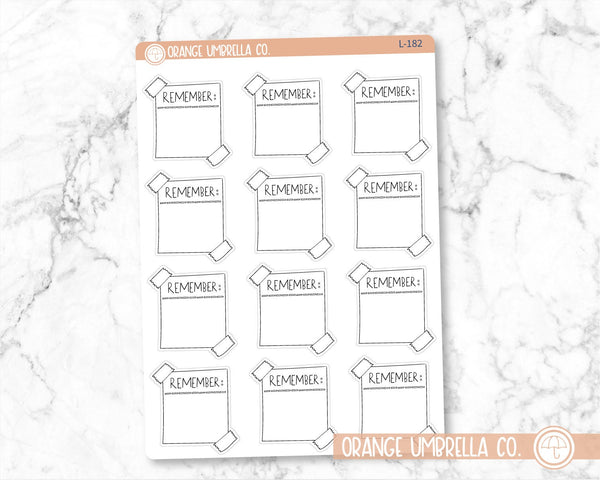Doodle Taped Remember Sticky Note Appointment Planner Stickers and Labels | L-182