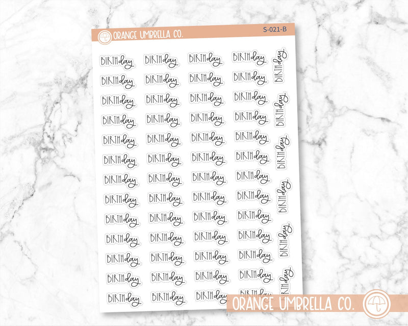 CLEARANCE | Birthday Script Planner Stickers | FC12 | S-021-B