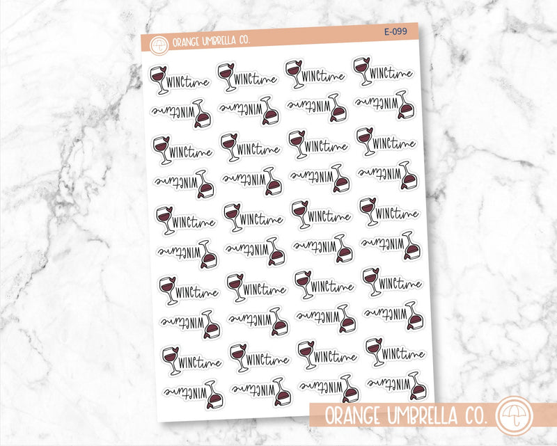 Wine Time Icon Script Planner Stickers and Labels | FC12 | E-099/E-100