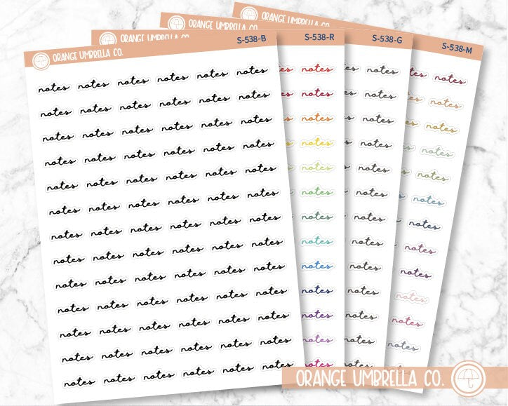 CLEARANCE | Notes Script Planner Stickers | F5 | S-538