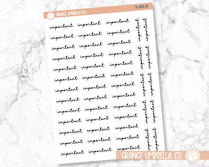 CLEARANCE | Important Script Planner Stickers | F5 | S-535