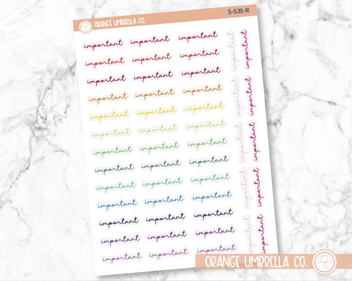 CLEARANCE | Important Script Planner Stickers | F5 | S-535