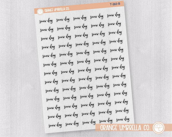 CLEARANCE | Snow Day Script Planner Stickers | F2 Clear Matte | T-260-BCM