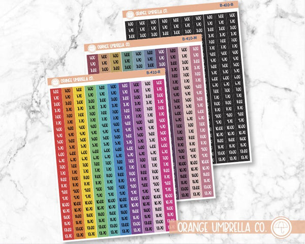 CLEARANCE | Time - Half Hour Planner Stickers | F1 | B-410