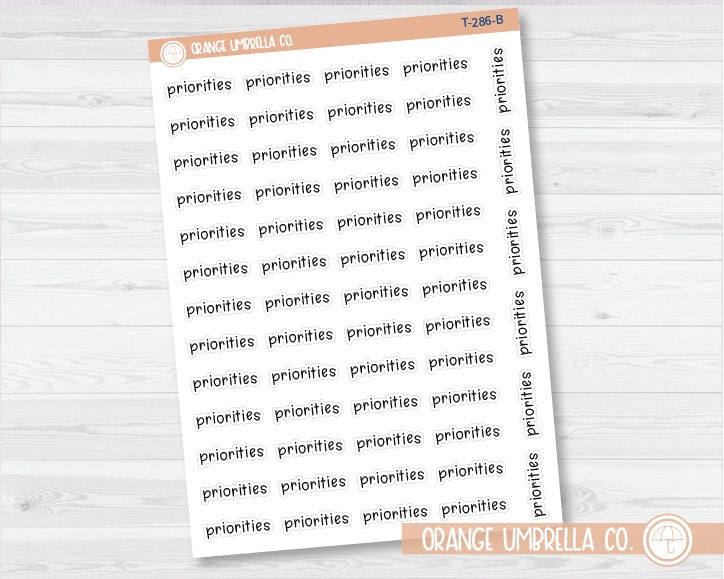 Priorities Julie's Plans Script Planner Stickers | JF | T-286