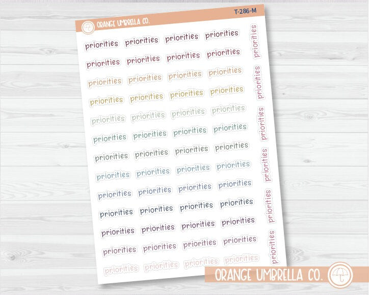 Priorities Julie's Plans Script Planner Stickers | JF | T-286